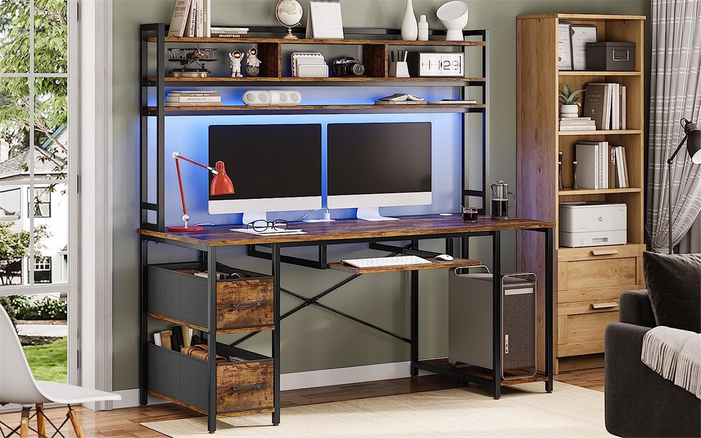 Computer Desk Multi Levels 17 Stories Reversible Multi-Levelled Desk with Hutch & Reviews ...