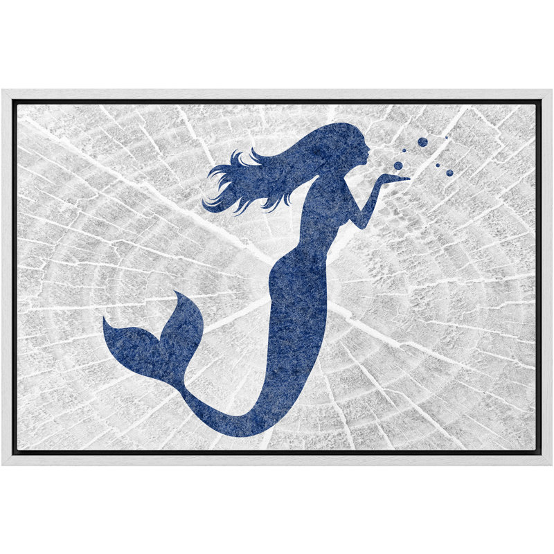 " Mermaid Blowing Bubbles ", White, 24" H x 36" W x 1.5" D