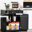 Buffet noir moderne - Solution de rangement de comptoir en bois massif pour un salon élégant. 2 tiroirs avec tablettes réglables.