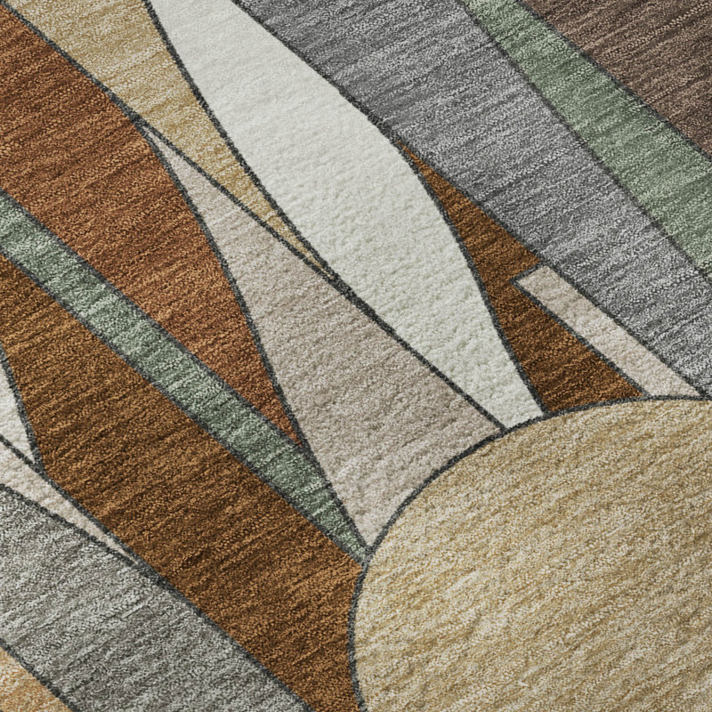 Premium Machine Washable Mayfield AMF2252 Modern Rug, 5' x 7'6", Copper