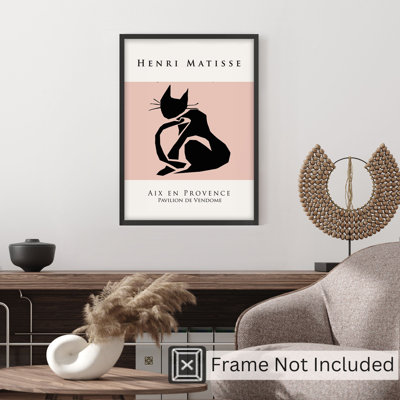 Animaux, matisse de chat et impression d'art moderne sans cadre noir