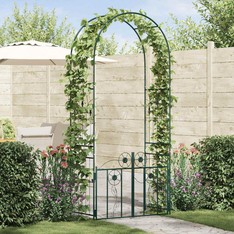 102cm W x 50cm D Steel Arbour, Green