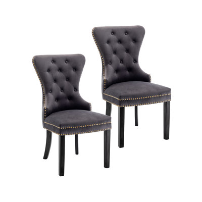 Gislene Tufted Velvet Dining Chair with Rubberwood Legs