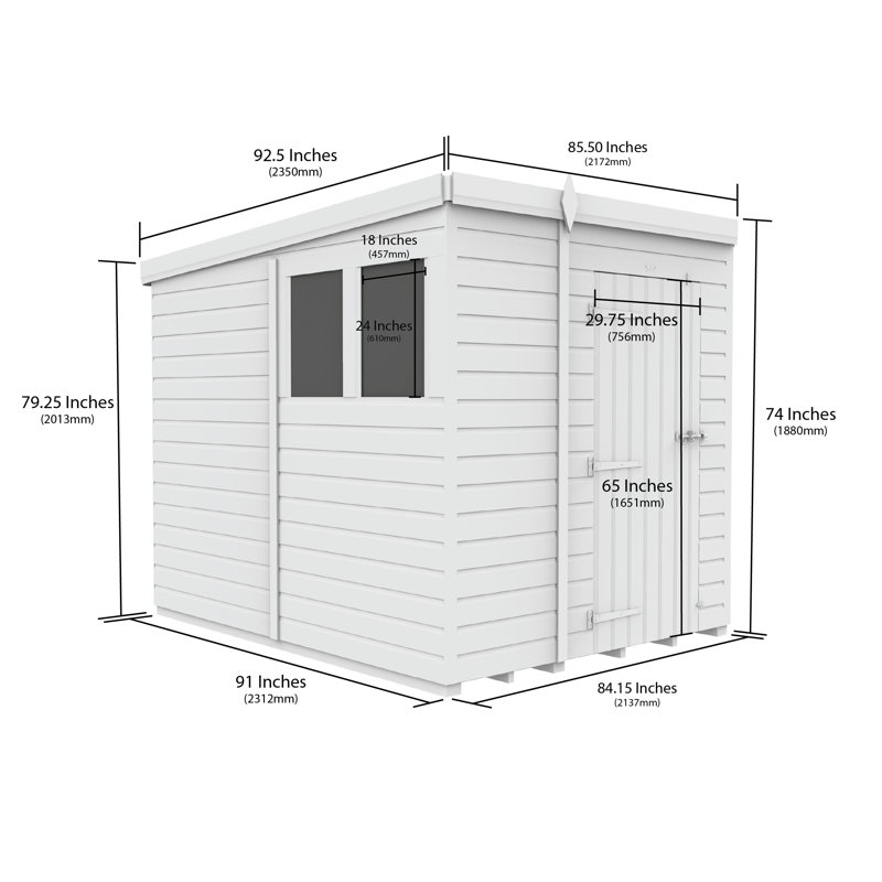 Total Sheds 7ft x 8ft Security Pent Shed - Heavy-Duty Hasp Staple Anti-Tamper - Pressure Treated Timber - UK Manufactured