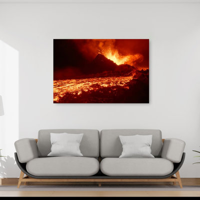 Fiery Volcanic Eruption Abstract Contemporary Landscape Nature Wall Art Print