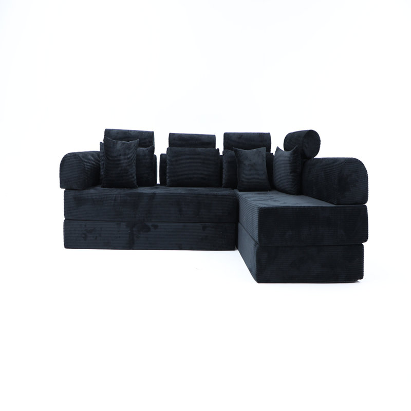 Canapé modulaire en L, Noir