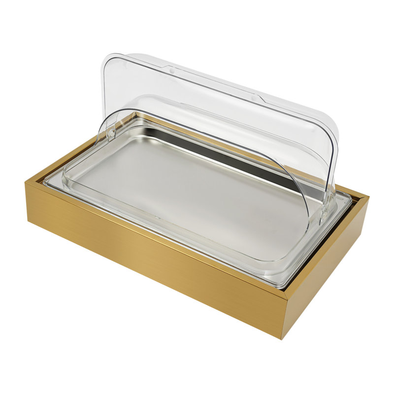 Plateau de présentation en acier inoxydable 1,59 gallons avec plateau de service pour repas froid et couvercle pour la réception et le mariage