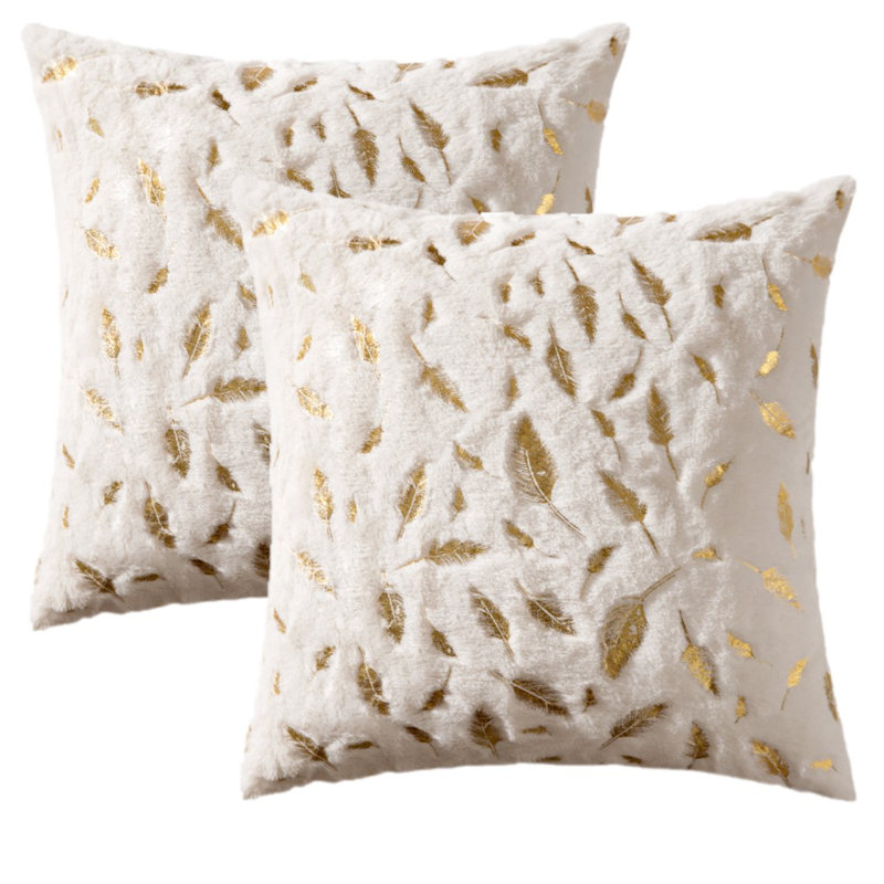 Faux Fur Reversible Pillow Cover, White, 18 x 18
