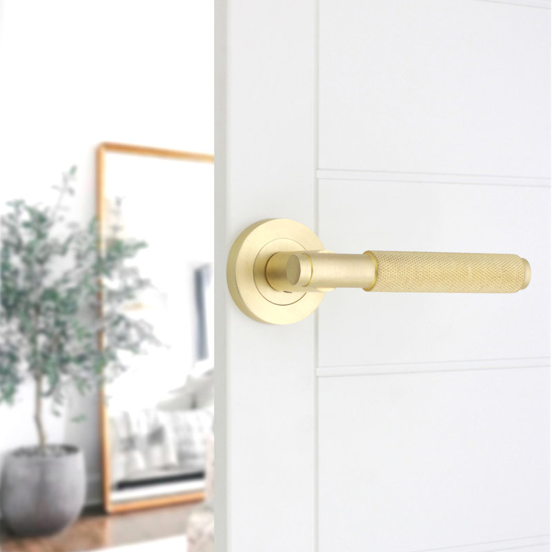Connaught Knurled Lever on Rose Satin Brass