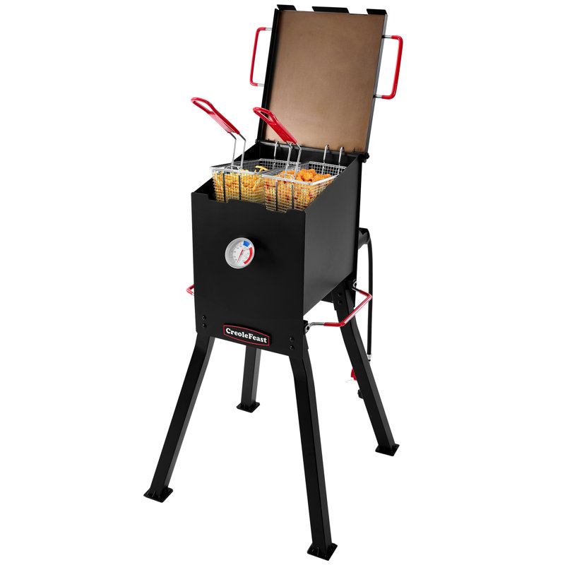 Friteuse extérieure au propane avec couvercle Creole Feast, 17 pte Capacité d'huile, noir
