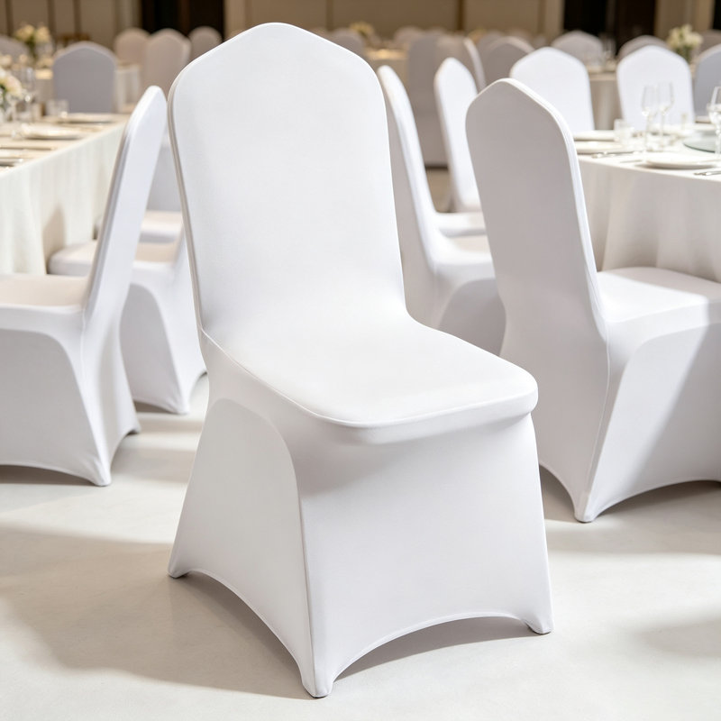 Paquet de 12 housses de chaise pliantes en spandex extensible, housses de protection amovibles et lavables universelles pour mariage, fête, banquet et salle à manger, blanc