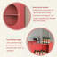 Armoire de coin moderne minimaliste rouge de 50,39 po, unité de rangement triangulaire, support à vin autoportant et tablette de présentation pour le salon