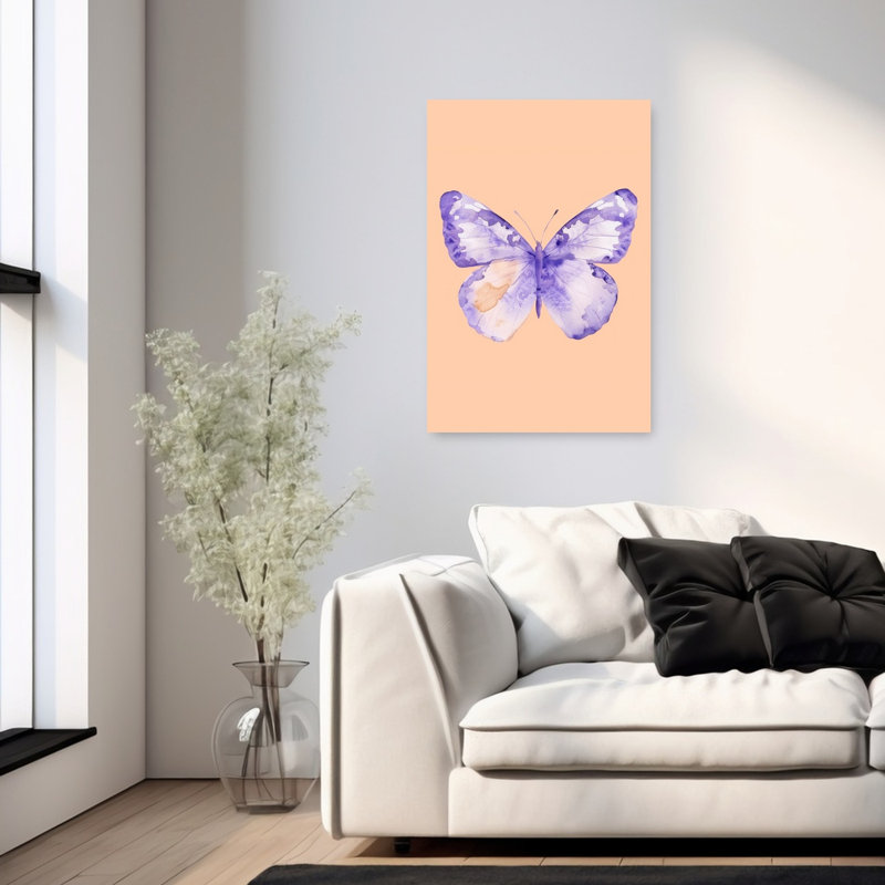 Purple Watercolor Butterfly Delicate Dreamy Ethereal Butterfly Lavender Violet Nature Wall Art Print 1 Piece Wrapped Canvas Wall Art