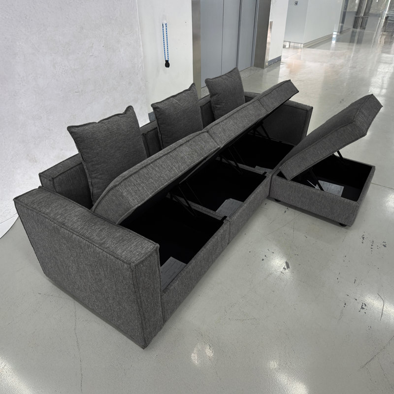 Space-saving Modern Sectionals With Storage, Durable Metal Frame For Home