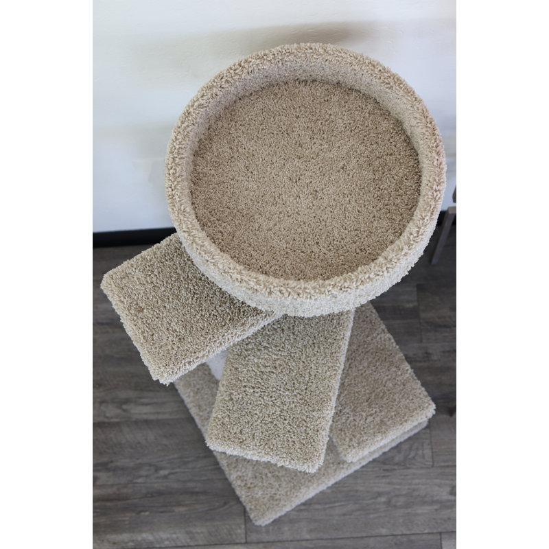 Beige Sisal Spiral Stairwell Cat Tree with Perch
