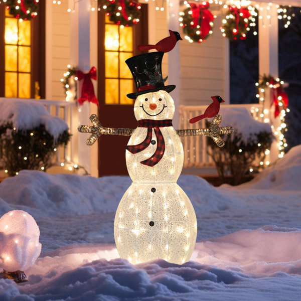 Vintage Snowman Hand Painted Lights up Christmas & Winter Wonderland Decor  