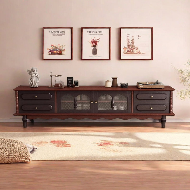 Retro design solid wood TV cabinet