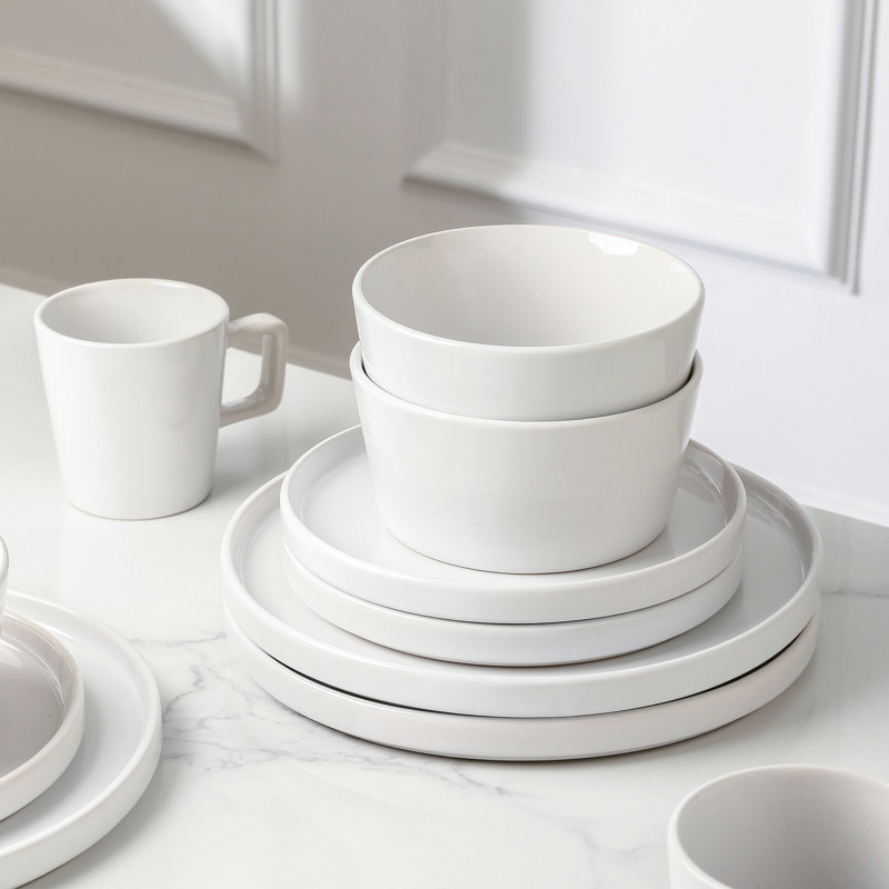 Celina Dinnerware Set, Glossy White, 16