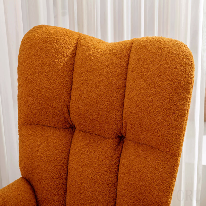 Fauteuil oscillant confortable en peluche pour chambre de bébé et de salon, caramel