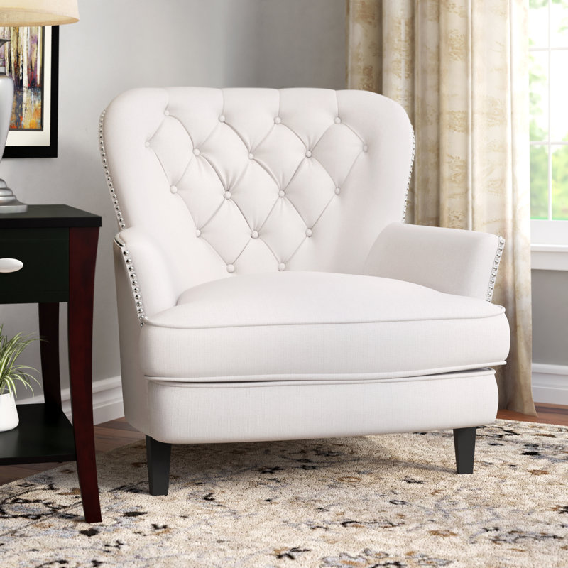 Parmelee Upholstered Accent Chair, Ivory Polyester
