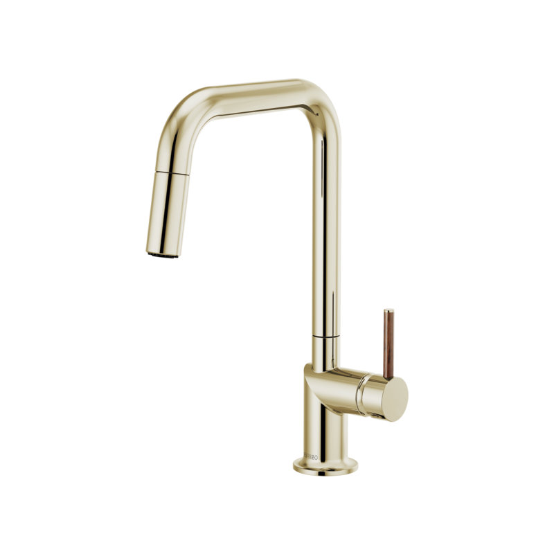 Odin® Pull-Down Faucet with Square Spout, Wood Lever, Polished Nickel