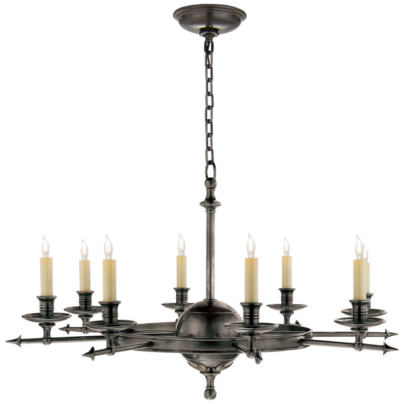 Chapman & Myers Leaf and Arrow Large Chandelier, Bronze