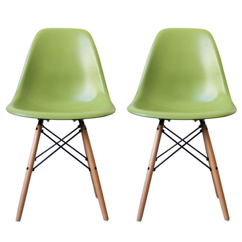19'' H Side Chair, Green, Natural