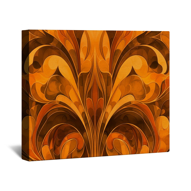 Toile de galerie à motif abstrait orange et brun en plusieurs tailles, 16 x 16 pouces