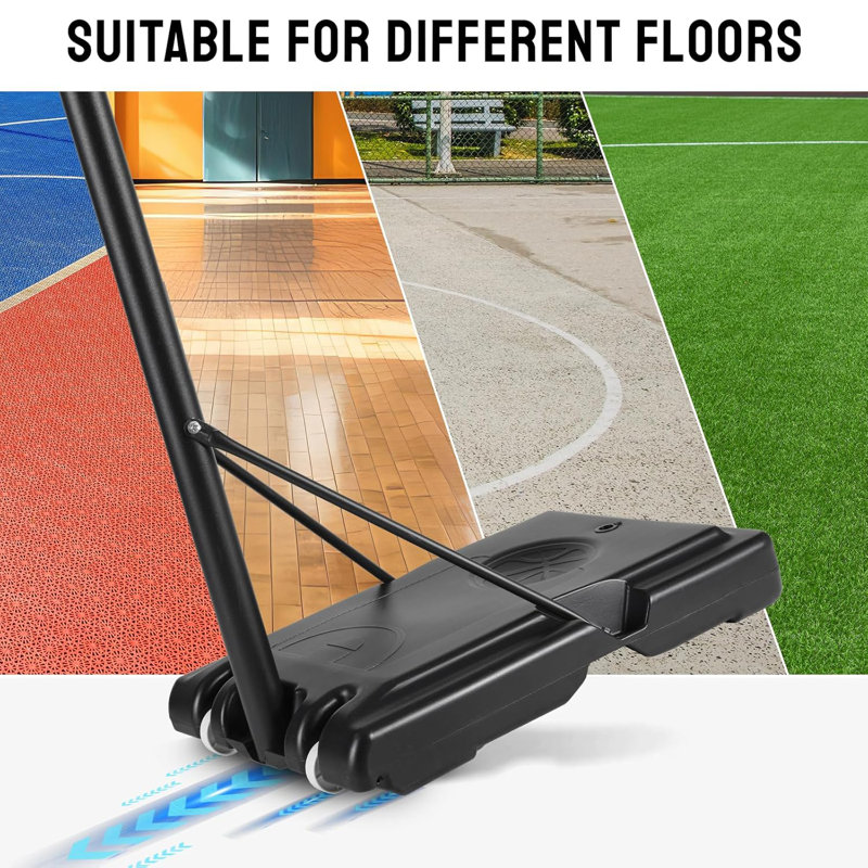Adjustable Height 110cm W Portable Full-Size Basketball Hoop