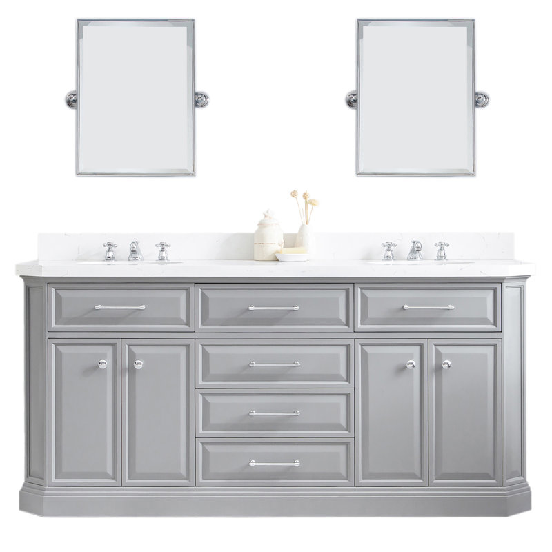 Palace 72'' W Double Vanity, Cashmere Gray, Polished Chrome