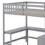 Lit mezzanine double avec bureau intégré en forme de L, tablettes de rangement à trois niveaux, escalier de rangement attaché-36465493