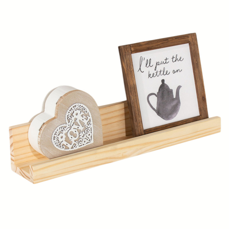 Pine Solid Wood Picture Ledge Wall Shelf, 9cm H x 58cm W x 7.5cm D