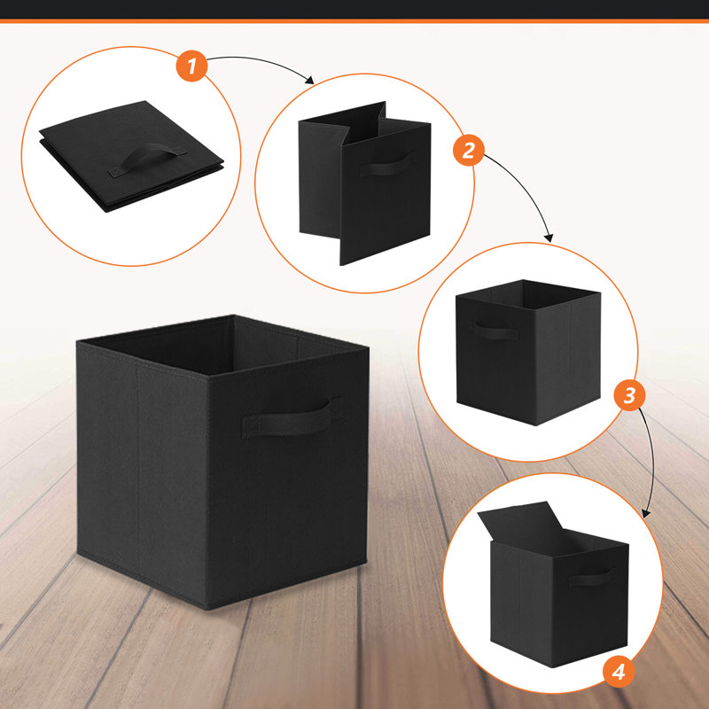 Fabric Foldable Storage Boxes Clothing Storage, Black