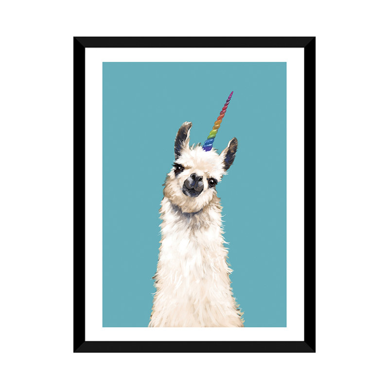 Art encadré licorne, H 32 po x l 24 po x P 1 po, Papier encadré noir
