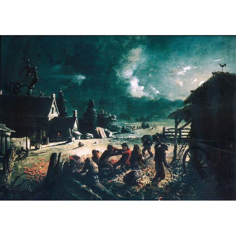 «Ivy Bronx Blythe, David», reproduction d'art sur toile tendue: Corn Husking, H 35 po x l 48 po