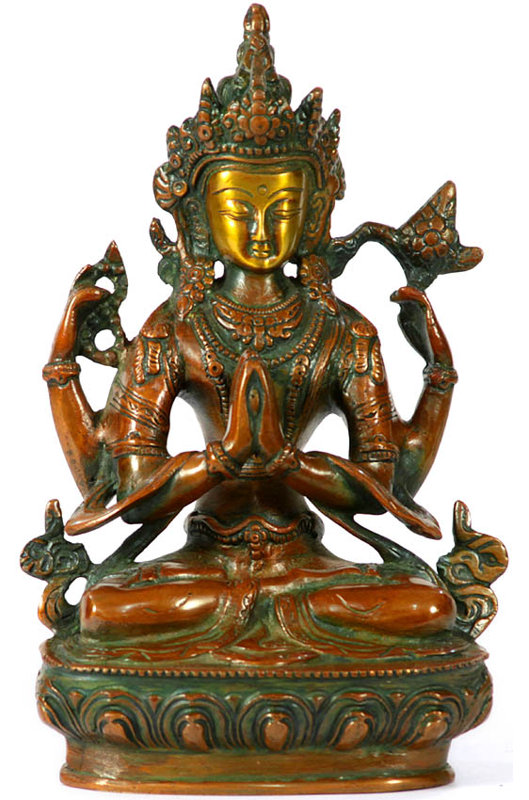 Divinité bouddhiste tibétaine Chenrezig (Shadakshari Avalokiteshvara)