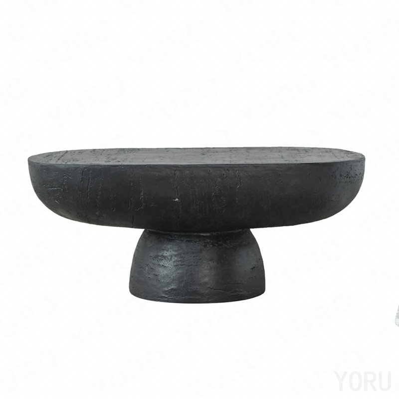 36" X 24" X 15" Black Oval Coffee Table