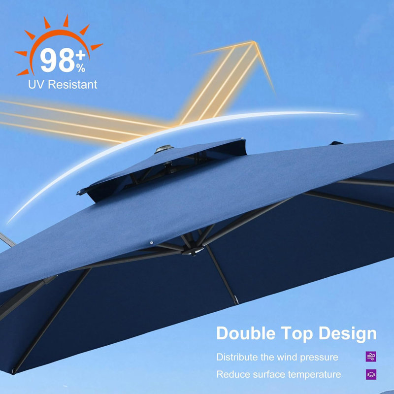 Grand parapluie de patio suspendu suspendu, Spectrum Indigo