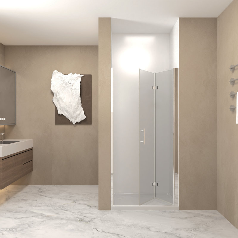 29-28"X 72" Bifold Shower Door, 1/4"(6Mm) Tempered Glass, Chrome Explosion Proof Film, Chrome