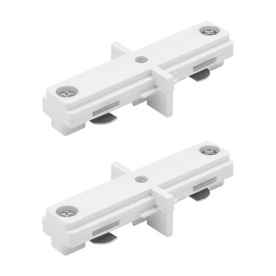 Luxrite H-Track Dead-I Connector, Single Circuit 3-Wire Straight Track Lighting, 120V H-Type Track Systems, Power Distribution Component, White 2 Pack