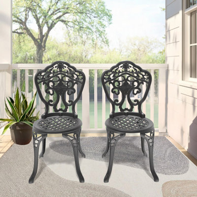 Chaise de patio en fonte d'aluminium 2 pièces avec cadre