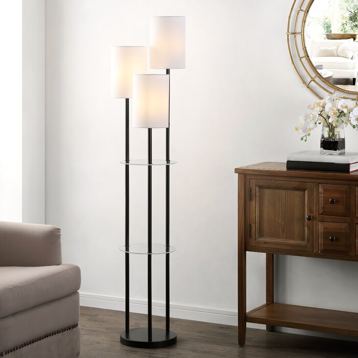 Latitude Run® Jaraya 62.5'' Black Tray Table Floor Lamp | Wayfair