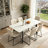 47.1"-63.1" Extendable Dining Table For 4-8 People,Faux Marble MDF Kitchen Table 