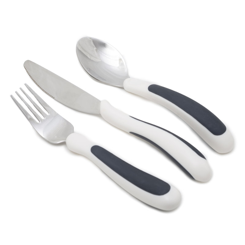 Easy Grip Cutlery, White/Black