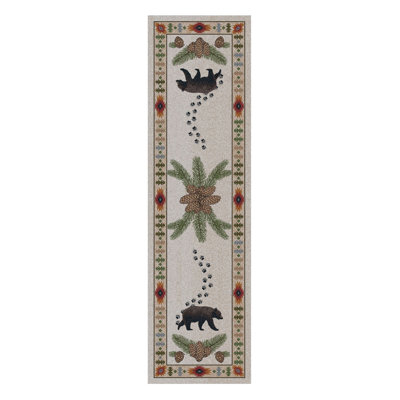 Tapis beige/vert électrique métier Elvis