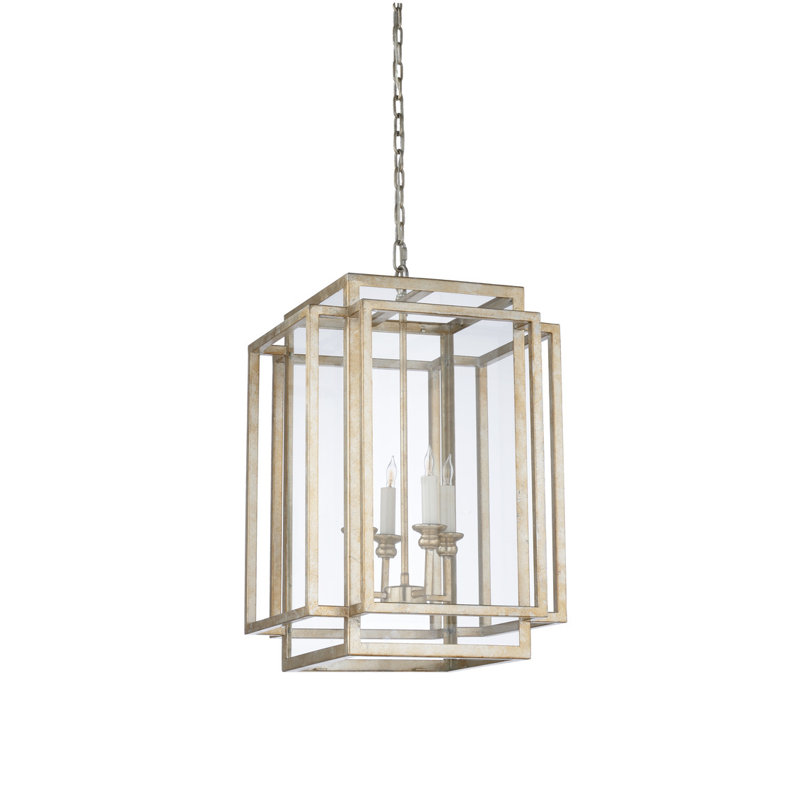 Amherst 4 - Light Chandelier, Antique Silver Leaf