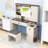 Makeup Vanity with Sliding LED Mirror, Charging Station, Glass-Top Display, Dual Cabinets and Stool-1435297402