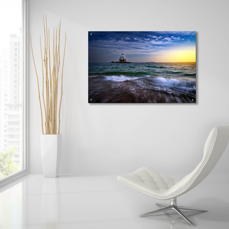 Art mural en verre «Break Beach Bay» par Rick Berk, H 24 po x l 36 po x P 0,2 po
