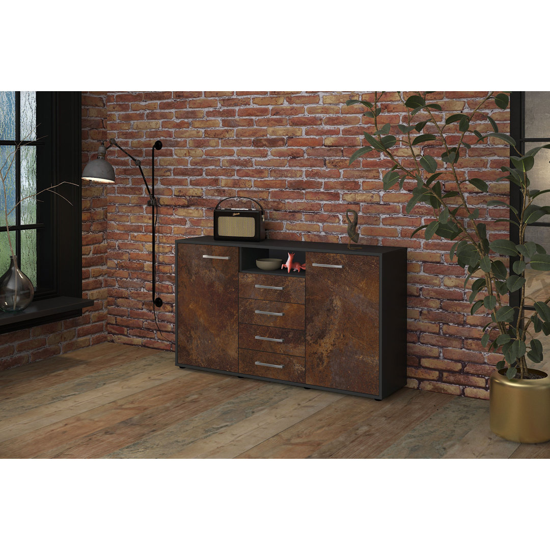 Sideboard Donnice (136 x 79 x 35 cm), einschließlich Metallgriffe