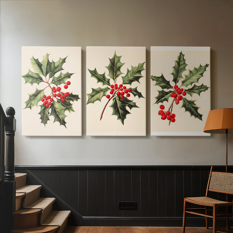 Art des Fêtes de Noël - Série 2 - CCXLIV - Toile tendue sur mesure avec châssis - 3 pièces, H 12 po x l 24 po